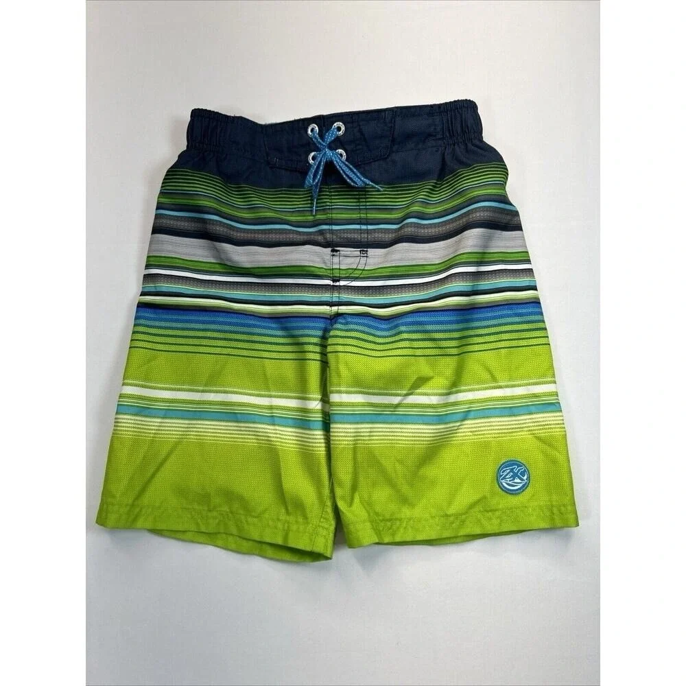 Zero Xposur Boys Swim Trunks Size 7 Large Aqua Green Board Shorts‎ Swimwear
